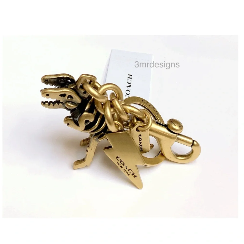 NWT COACH SMALL REXY SKELETON Brass Tone Bag Charm/Keychain - Picture 4 of 7